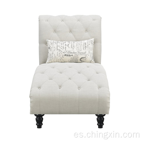 Botón Tufting Sofá Chaise con patas de madera maciza gris oscuro